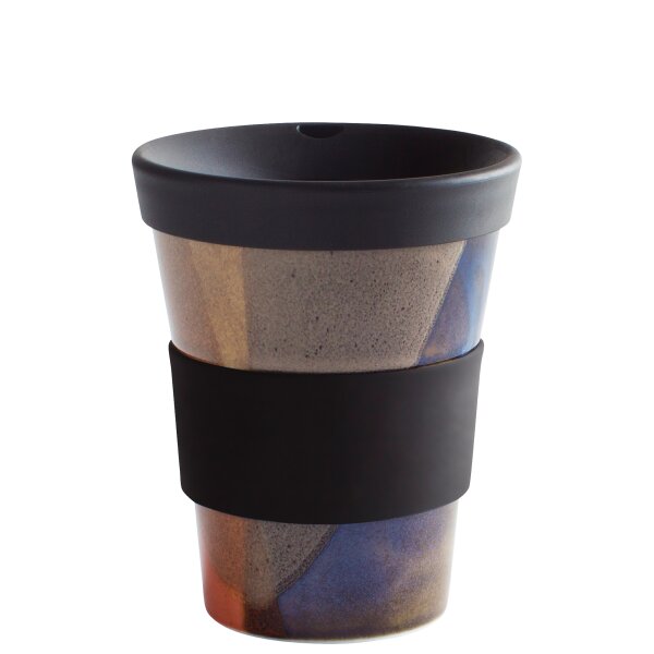 KAHLA Homestyle Becher 0,35l + Trinkdeckel + Banderole Banderole Pure Black+Colours Of Nature